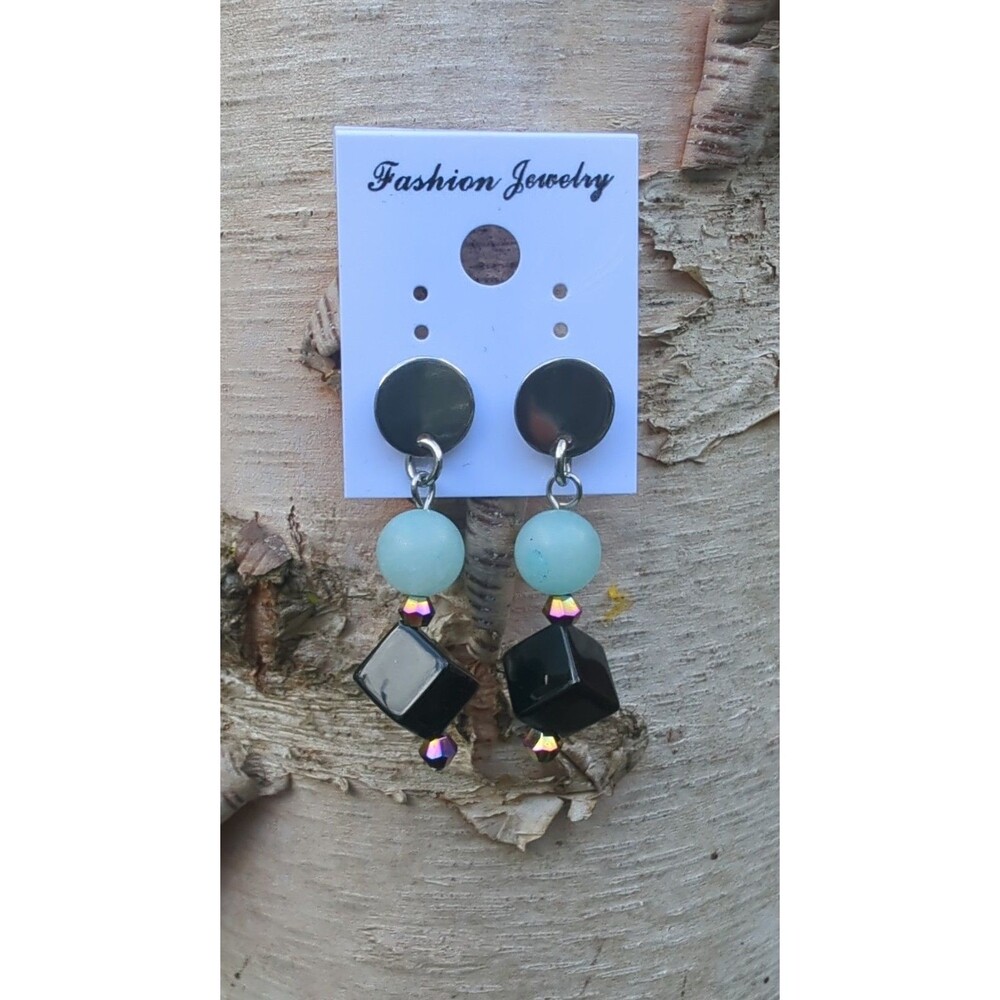 Black & Blue Gemstone Earrings